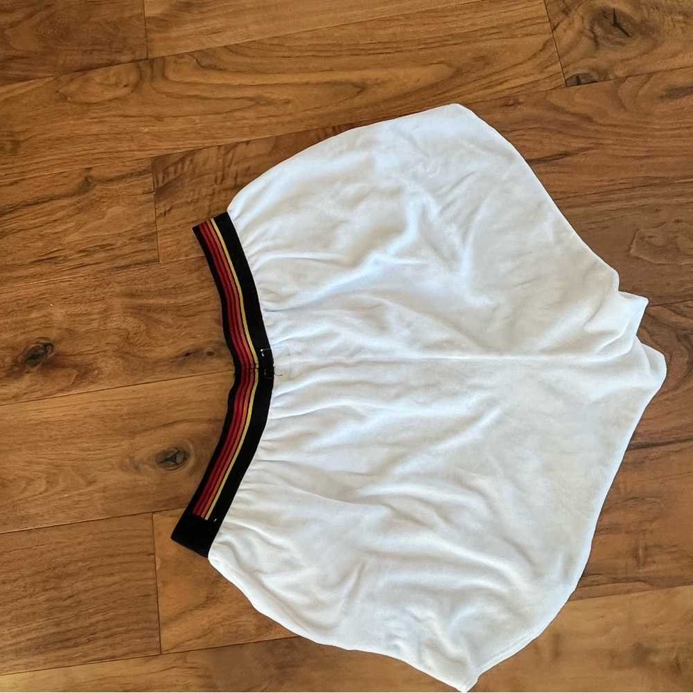 Aviator Nation White Shorts with Black and Red Trim